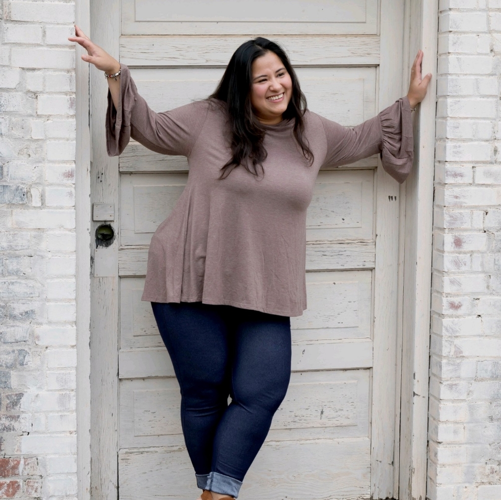 Flutter Me Up Taupe Top